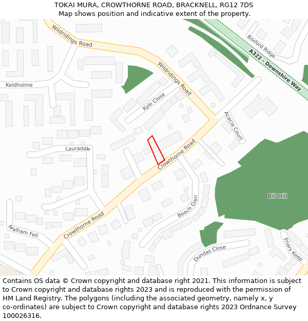 TOKAI MURA, CROWTHORNE ROAD, BRACKNELL, RG12 7DS: Location map and indicative extent of plot