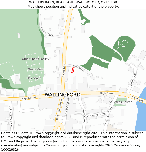 WALTERS BARN, BEAR LANE, WALLINGFORD, OX10 8DR: Location map and indicative extent of plot