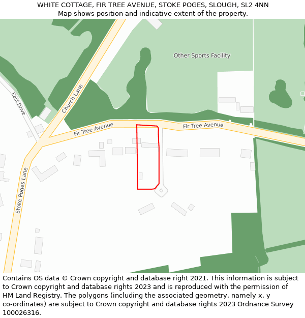 WHITE COTTAGE, FIR TREE AVENUE, STOKE POGES, SLOUGH, SL2 4NN: Location map and indicative extent of plot