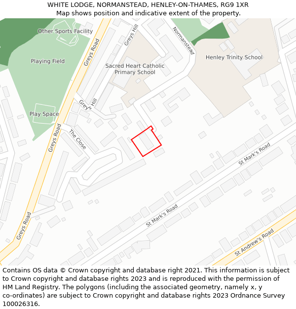 WHITE LODGE, NORMANSTEAD, HENLEY-ON-THAMES, RG9 1XR: Location map and indicative extent of plot