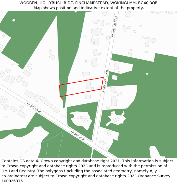 WOOBEN, HOLLYBUSH RIDE, FINCHAMPSTEAD, WOKINGHAM, RG40 3QR: Location map and indicative extent of plot