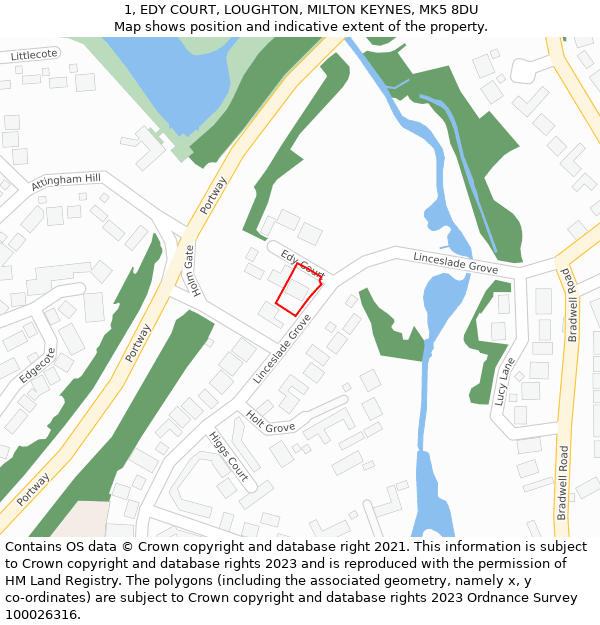 1, EDY COURT, LOUGHTON, MILTON KEYNES, MK5 8DU: Location map and indicative extent of plot