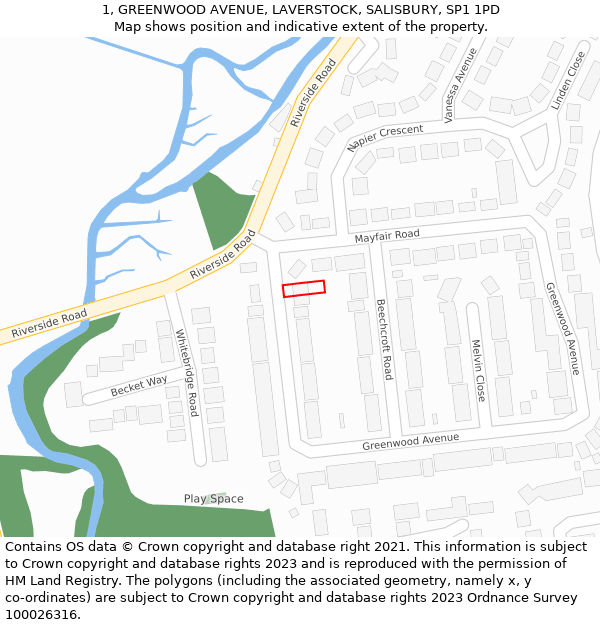 1, GREENWOOD AVENUE, LAVERSTOCK, SALISBURY, SP1 1PD: Location map and indicative extent of plot