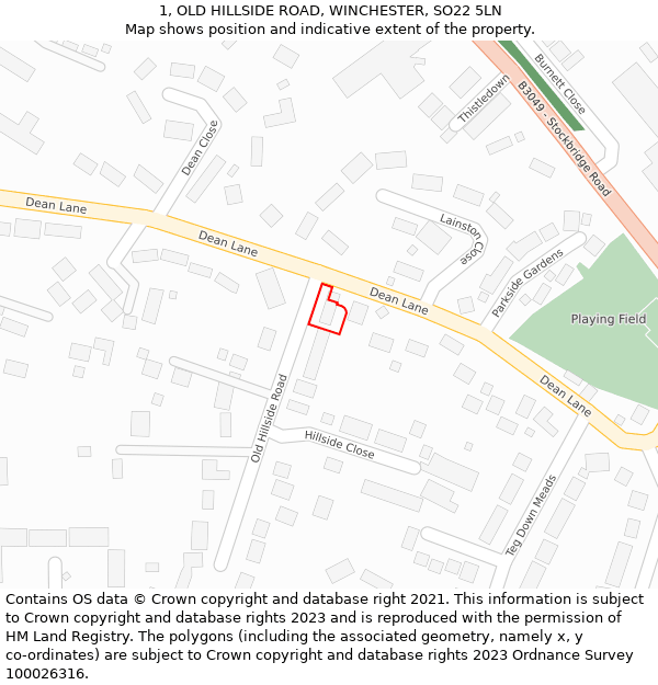 1, OLD HILLSIDE ROAD, WINCHESTER, SO22 5LN: Location map and indicative extent of plot