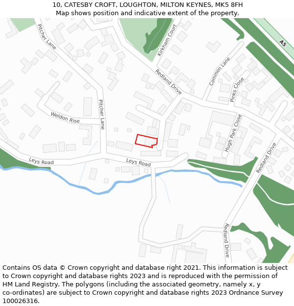 10, CATESBY CROFT, LOUGHTON, MILTON KEYNES, MK5 8FH: Location map and indicative extent of plot