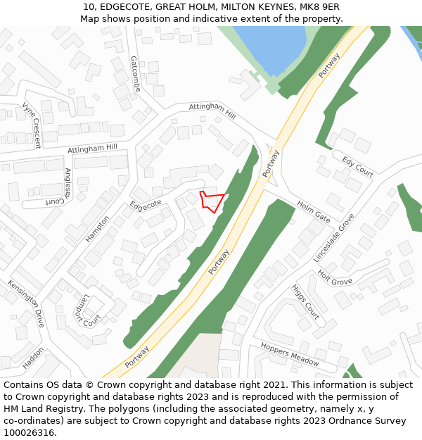 10, EDGECOTE, GREAT HOLM, MILTON KEYNES, MK8 9ER: Location map and indicative extent of plot