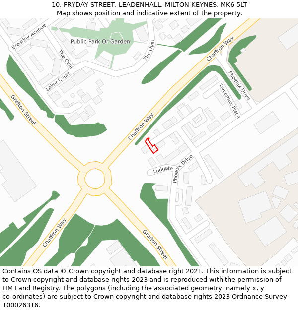 10, FRYDAY STREET, LEADENHALL, MILTON KEYNES, MK6 5LT: Location map and indicative extent of plot