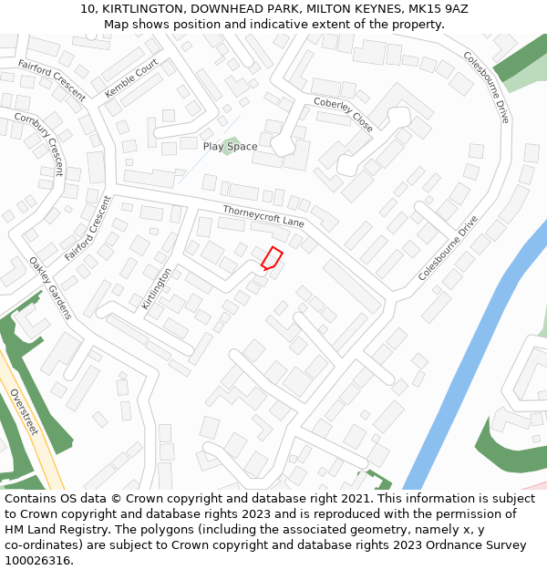 10, KIRTLINGTON, DOWNHEAD PARK, MILTON KEYNES, MK15 9AZ: Location map and indicative extent of plot