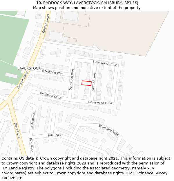 10, PADDOCK WAY, LAVERSTOCK, SALISBURY, SP1 1SJ: Location map and indicative extent of plot