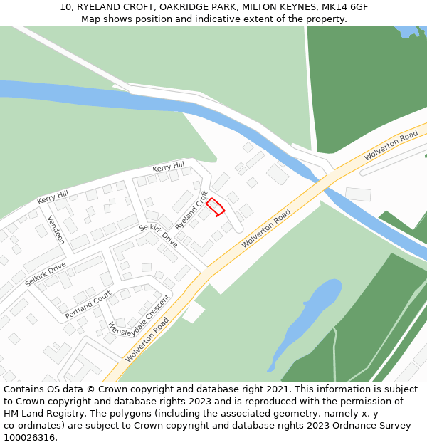 10, RYELAND CROFT, OAKRIDGE PARK, MILTON KEYNES, MK14 6GF: Location map and indicative extent of plot