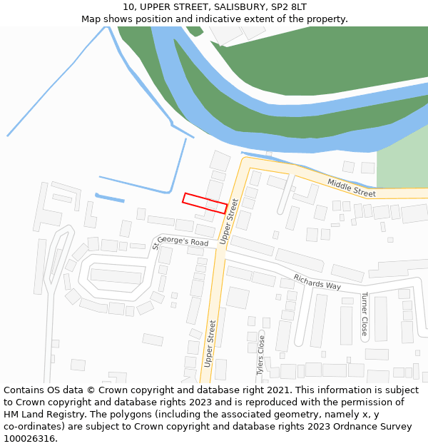 10, UPPER STREET, SALISBURY, SP2 8LT: Location map and indicative extent of plot