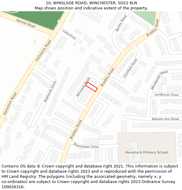 10, WINSLADE ROAD, WINCHESTER, SO22 6LN: Location map and indicative extent of plot