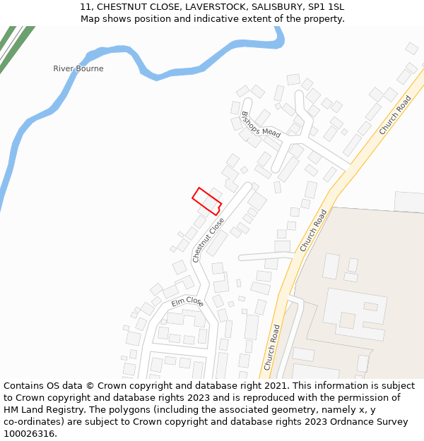 11, CHESTNUT CLOSE, LAVERSTOCK, SALISBURY, SP1 1SL: Location map and indicative extent of plot