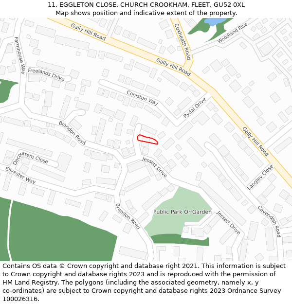 11, EGGLETON CLOSE, CHURCH CROOKHAM, FLEET, GU52 0XL: Location map and indicative extent of plot