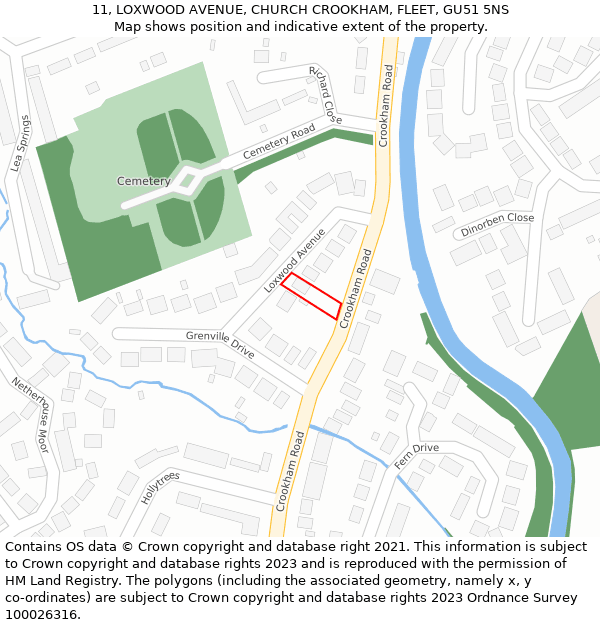 11, LOXWOOD AVENUE, CHURCH CROOKHAM, FLEET, GU51 5NS: Location map and indicative extent of plot