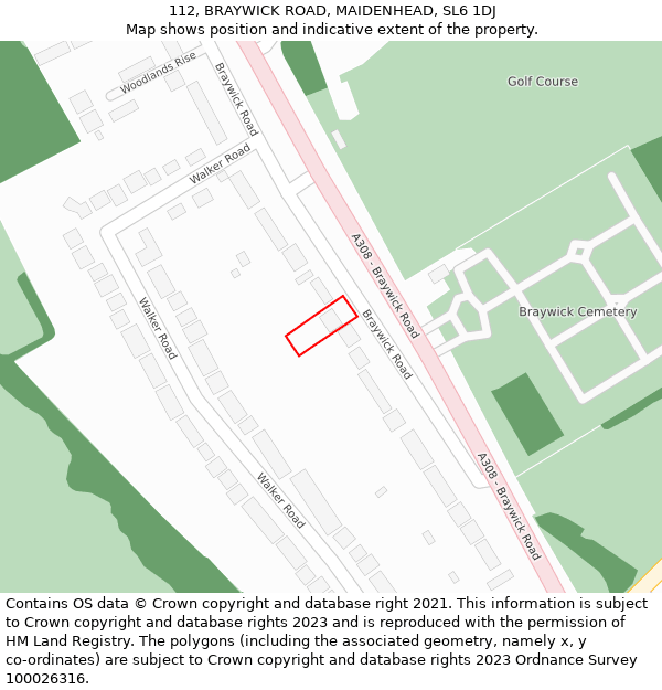 112, BRAYWICK ROAD, MAIDENHEAD, SL6 1DJ: Location map and indicative extent of plot