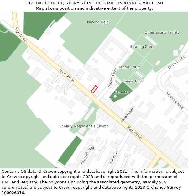 112, HIGH STREET, STONY STRATFORD, MILTON KEYNES, MK11 1AH: Location map and indicative extent of plot
