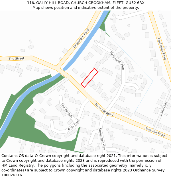116, GALLY HILL ROAD, CHURCH CROOKHAM, FLEET, GU52 6RX: Location map and indicative extent of plot