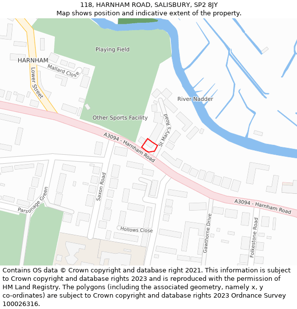 118, HARNHAM ROAD, SALISBURY, SP2 8JY: Location map and indicative extent of plot