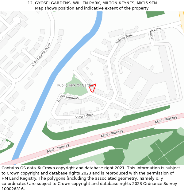 12, GYOSEI GARDENS, WILLEN PARK, MILTON KEYNES, MK15 9EN: Location map and indicative extent of plot