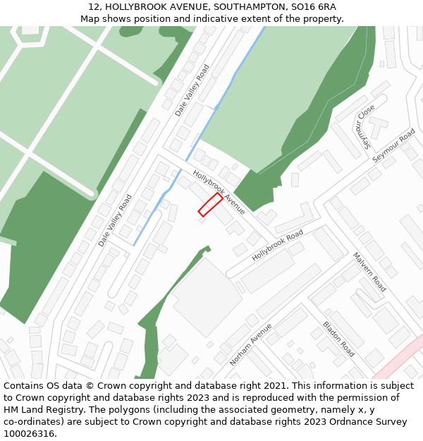 12, HOLLYBROOK AVENUE, SOUTHAMPTON, SO16 6RA: Location map and indicative extent of plot