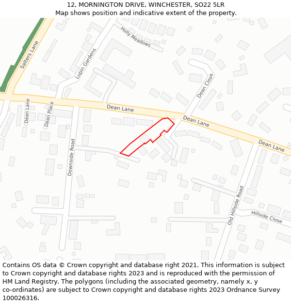 12, MORNINGTON DRIVE, WINCHESTER, SO22 5LR: Location map and indicative extent of plot