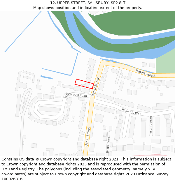12, UPPER STREET, SALISBURY, SP2 8LT: Location map and indicative extent of plot