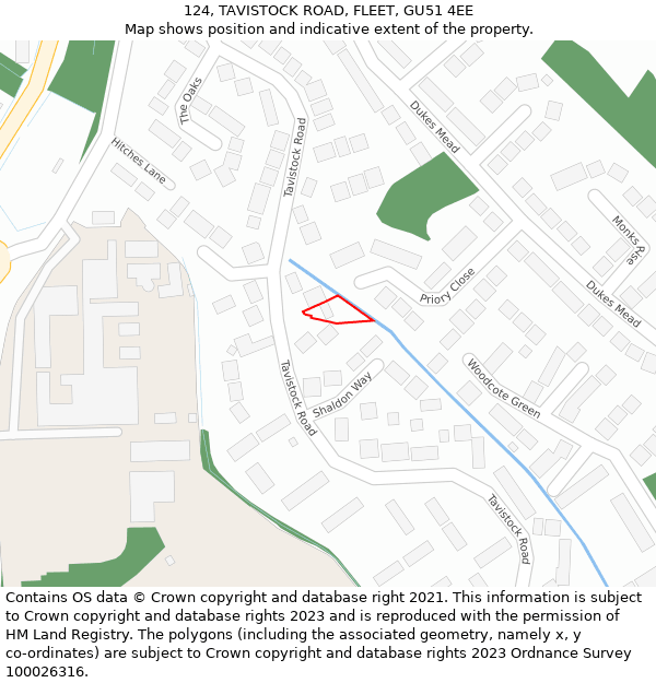 124, TAVISTOCK ROAD, FLEET, GU51 4EE: Location map and indicative extent of plot