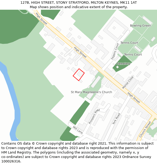 127B, HIGH STREET, STONY STRATFORD, MILTON KEYNES, MK11 1AT: Location map and indicative extent of plot