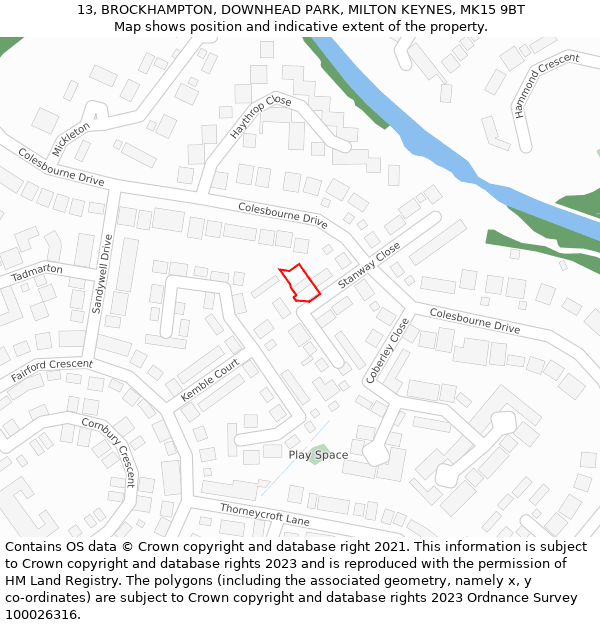 13, BROCKHAMPTON, DOWNHEAD PARK, MILTON KEYNES, MK15 9BT: Location map and indicative extent of plot