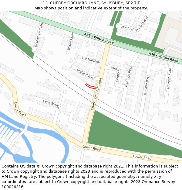 13, CHERRY ORCHARD LANE, SALISBURY, SP2 7JF: Location map and indicative extent of plot