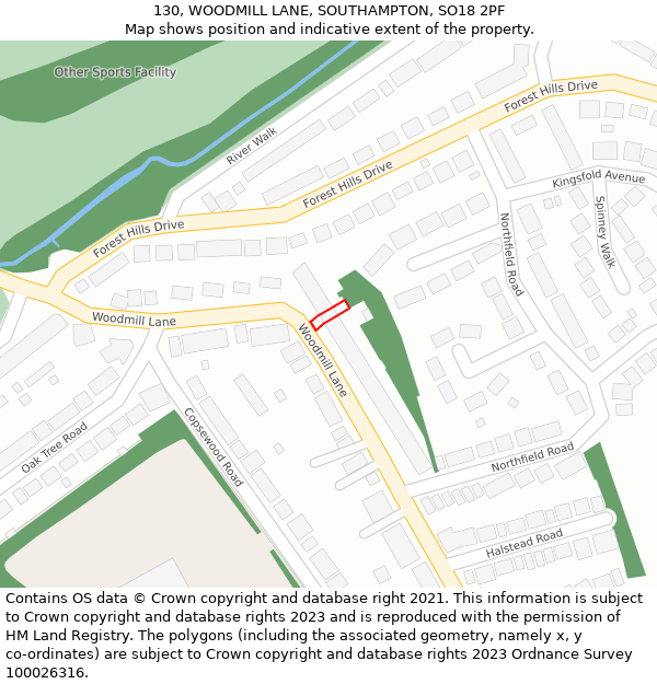 130, WOODMILL LANE, SOUTHAMPTON, SO18 2PF: Location map and indicative extent of plot