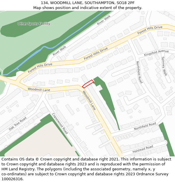 134, WOODMILL LANE, SOUTHAMPTON, SO18 2PF: Location map and indicative extent of plot