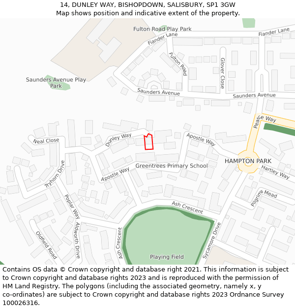 14, DUNLEY WAY, BISHOPDOWN, SALISBURY, SP1 3GW: Location map and indicative extent of plot