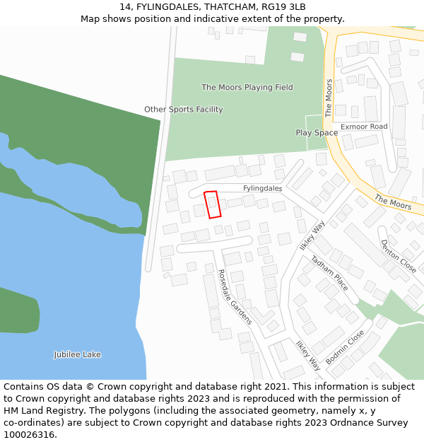 14, FYLINGDALES, THATCHAM, RG19 3LB: Location map and indicative extent of plot