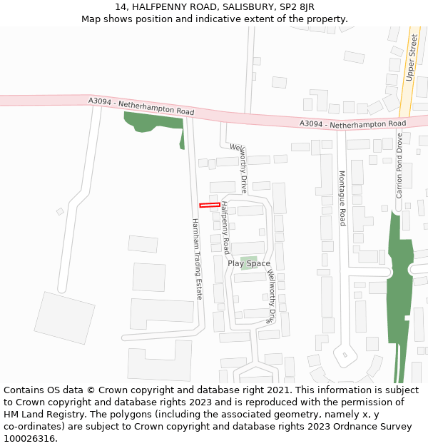 14, HALFPENNY ROAD, SALISBURY, SP2 8JR: Location map and indicative extent of plot