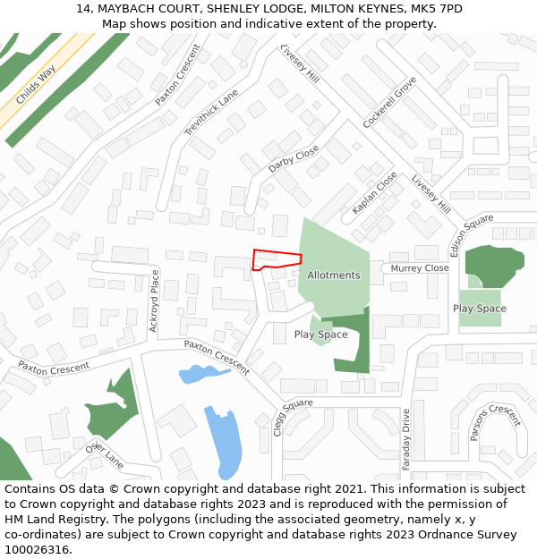 14, MAYBACH COURT, SHENLEY LODGE, MILTON KEYNES, MK5 7PD: Location map and indicative extent of plot