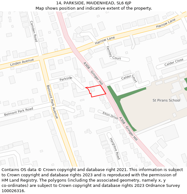 14, PARKSIDE, MAIDENHEAD, SL6 6JP: Location map and indicative extent of plot