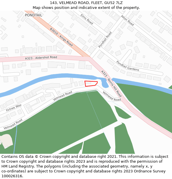 143, VELMEAD ROAD, FLEET, GU52 7LZ: Location map and indicative extent of plot