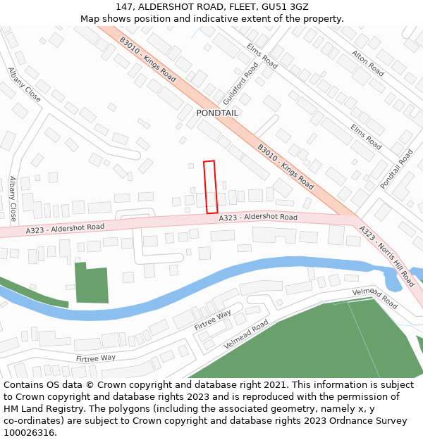 147, ALDERSHOT ROAD, FLEET, GU51 3GZ: Location map and indicative extent of plot