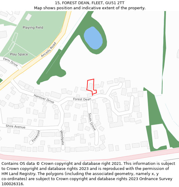 15, FOREST DEAN, FLEET, GU51 2TT: Location map and indicative extent of plot