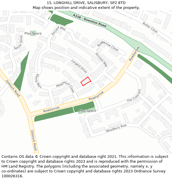 15, LONGHILL DRIVE, SALISBURY, SP2 8TD: Location map and indicative extent of plot