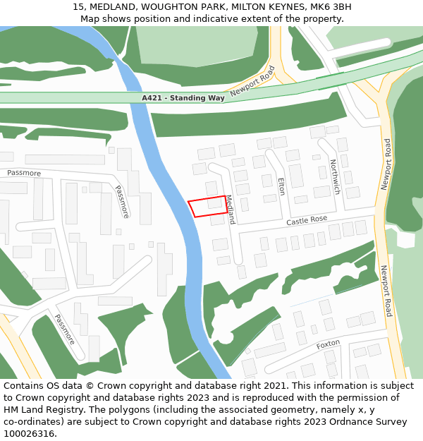 15, MEDLAND, WOUGHTON PARK, MILTON KEYNES, MK6 3BH: Location map and indicative extent of plot