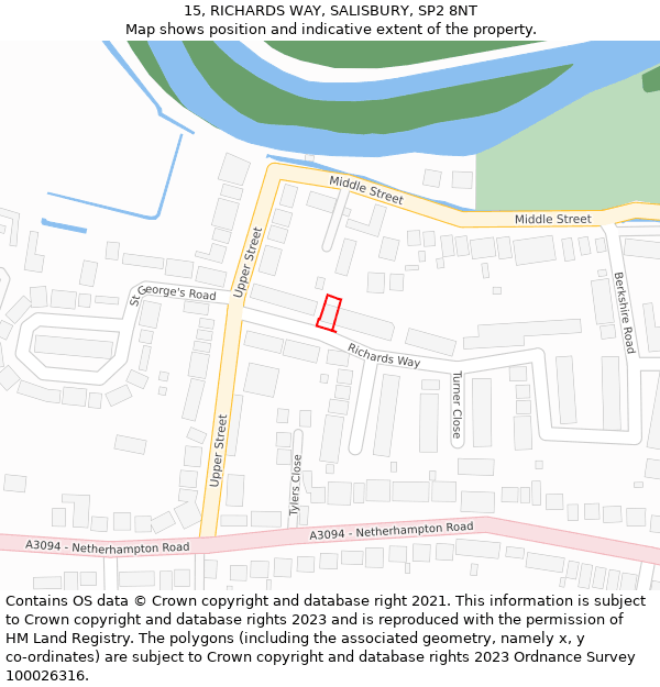 15, RICHARDS WAY, SALISBURY, SP2 8NT: Location map and indicative extent of plot