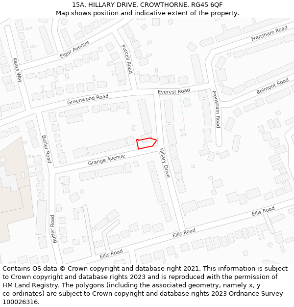 15A, HILLARY DRIVE, CROWTHORNE, RG45 6QF: Location map and indicative extent of plot