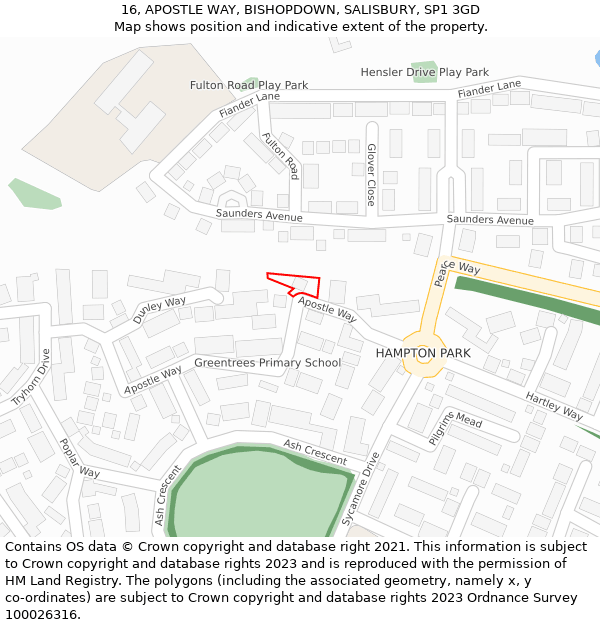 16, APOSTLE WAY, BISHOPDOWN, SALISBURY, SP1 3GD: Location map and indicative extent of plot