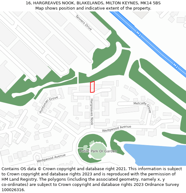 16, HARGREAVES NOOK, BLAKELANDS, MILTON KEYNES, MK14 5BS: Location map and indicative extent of plot