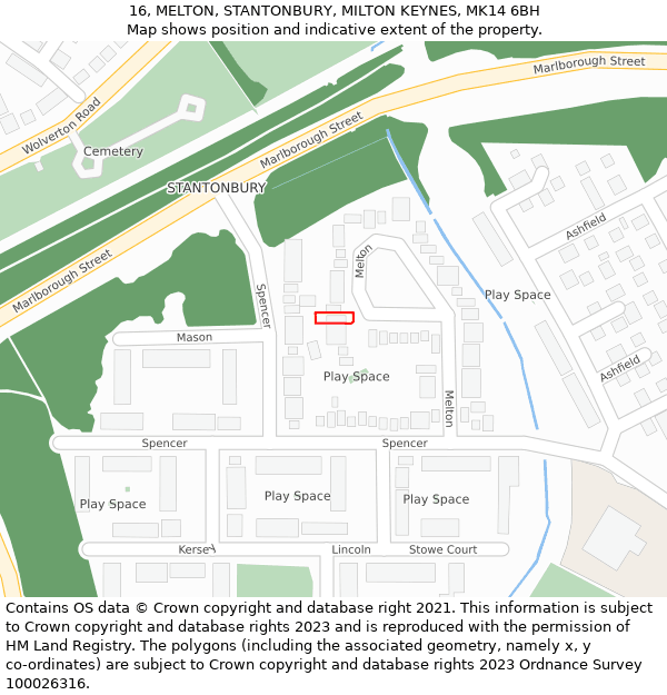 16, MELTON, STANTONBURY, MILTON KEYNES, MK14 6BH: Location map and indicative extent of plot