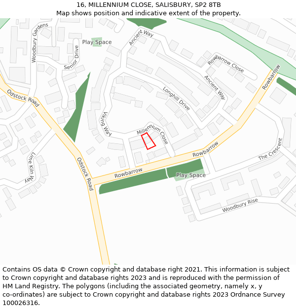 16, MILLENNIUM CLOSE, SALISBURY, SP2 8TB: Location map and indicative extent of plot