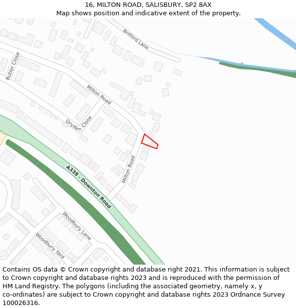 16, MILTON ROAD, SALISBURY, SP2 8AX: Location map and indicative extent of plot